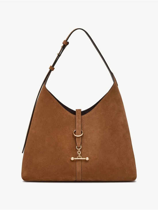 Strathberry Handbags - Strathberry Tan Suede Shoulder Hobo with Gold Hardware